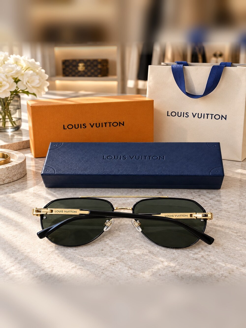 Louis Vuitton Gold Aviator Sunglasses - Picture 6 of 6